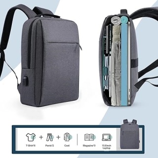 Business Slim Laptops Travel Backpacks with USB Charging Port, College Backpacks Computer Bag Gifts for Men and Women Fits Notebook