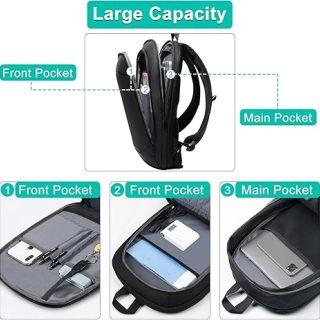 Slim & Expandable Waterproof High Tech Backpacks with USB Charging Port,Anti-Theft Computer Laptop Bag Business Backpack