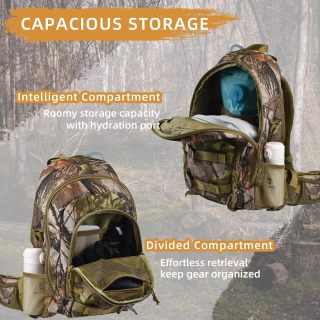 Hunting Backpack with Rifle Holder, Waterproof Hunting Back Pack for Men, Hiking Daypacks