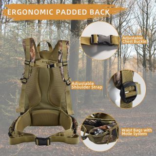 Hunting Backpack with Rifle Holder, Waterproof Hunting Back Pack for Men, Hiking Daypacks