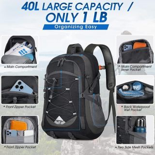 40L Packable Backpack Waterproof Hiking Backpacks Lightweight Outdoor Sport Travel Daypack for Climbing Camping Touring