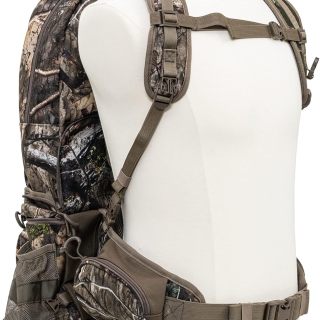 Hunting Camo Fanny Pack with Harness Waist Pack Pouch with Shoulder Straps for Climbing Hiking Camping Running Travelling Camouflage