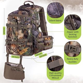 Large Hunting Backpack for Bow Rifle with Waterproof Rain Cover Hunting Gear Accessories 40L