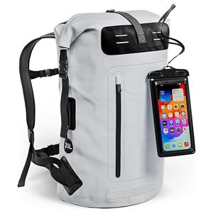 Waterproof Backpack - Heavy Duty Hiking Backpack - Roll-Top Closure - Waterproof Bag - Cushioned Dry Bags Waterproof w/ IPX8 Waterproof Phone Case