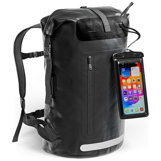 Waterproof Backpack - Heavy Duty Hiking Backpack - Roll-Top Closure - Waterproof Bag - Cushioned Dry Bags Waterproof w/ IPX8 Waterproof Phone Case