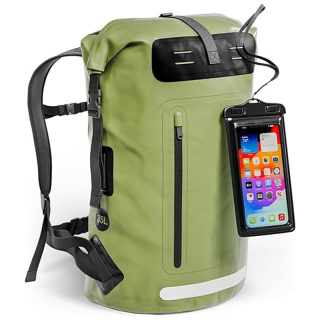 Waterproof Backpack - Heavy Duty Hiking Backpack - Roll-Top Closure - Waterproof Bag - Cushioned Dry Bags Waterproof w/ IPX8 Waterproof Phone Case