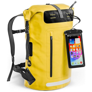 Waterproof Backpack - Heavy Duty Hiking Backpack - Roll-Top Closure - Waterproof Bag - Cushioned Dry Bags Waterproof w/ IPX8 Waterproof Phone Case