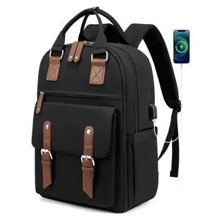 Laptop Backpack,Vintage Work Business Travel Backpack with USB Charging Port,Teacher Doctor Nurse Computer Bag Purse College Backpack,15.6 Inch