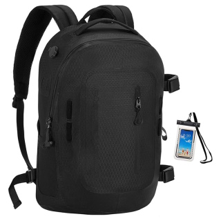Waterproof Backpack, 20L/25L TPU Dry Bag with Phone Case, Floating Waterproof Bag with Airtight Zipper, Black, Grey
