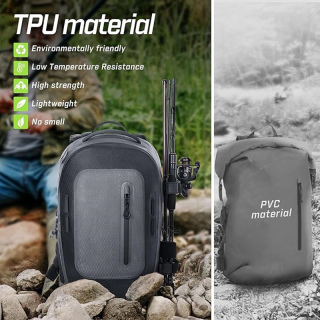 Waterproof Backpack, 20L/25L TPU Dry Bag with Phone Case, Floating Waterproof Bag with Airtight Zipper, Black, Grey