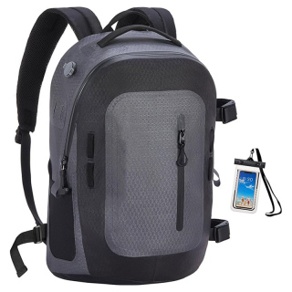 Waterproof Backpack, 20L/25L TPU Dry Bag with Phone Case, Floating Waterproof Bag with Airtight Zipper, Black, Grey
