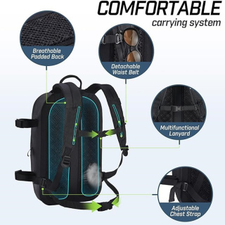 Waterproof Backpack, 20L/25L TPU Dry Bag with Phone Case, Floating Waterproof Bag with Airtight Zipper, Black, Grey