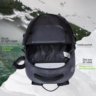 Waterproof Backpack, 20L/25L TPU Dry Bag with Phone Case, Floating Waterproof Bag with Airtight Zipper, Black, Grey