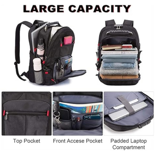 17inch Large Work Backpack Large Capacity Lockable Mochilas para Hombres Waterproof Computer Backpack for Work Business Travel College