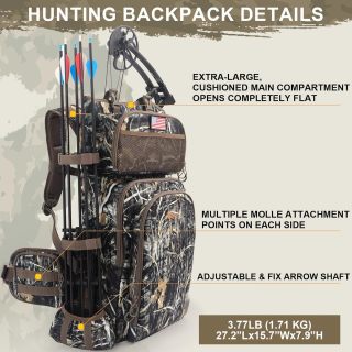 Hunting Backpack for Men,Saddle Hunting Bag with Bow Holder, Compound Bow Hunting Backpack & Duffle Bags