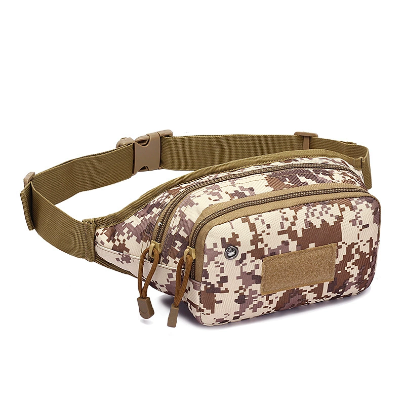 Outdoor sports jogging waist bag cycling hiking earphone hole chest bag tactical military camouflage camping shoulder bag