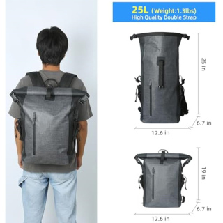 Waterproof Backpack Dry Bag 25L TPU Dry Sack for Kayaking Rafting Boating Beach Surfing Swimming Canoe Camping Hiking Fishing Ski