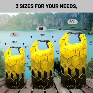 Waterproof Dry Bag,Roll Top Geometric Ombre Waterproof Backpack 5L/10L/20L Floating and Lightweight Bags for Kayaking, Boating, Fishing