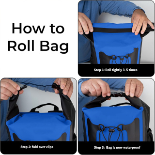 Dry Bag Backpackwith Straps Waterproof Backpack for Men and Woman and Roll Top, Cushioned Back Panel, Large Dry Sack - With Water Bottle Pocket