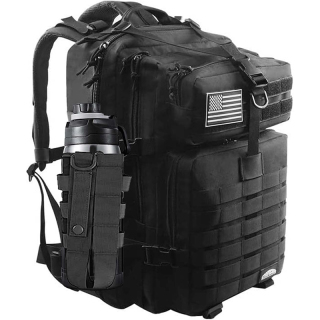 45L Military Tactical Backpack Large Army 3 Day Molle Point Pack Bug Out Bag Rucksack Daypack with Extra D-rings Flag Patch