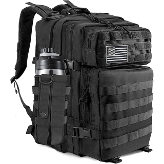 45L Military Tactical Backpack Large Army 3 Day Molle Point Pack Bug Out Bag Rucksack Daypack with Extra D-rings Flag Patch