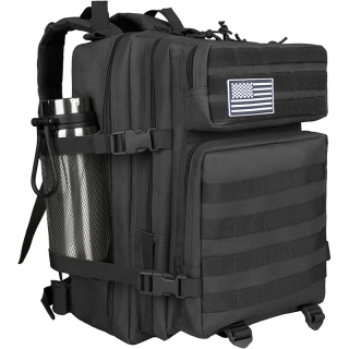 45L Military Tactical Backpack Large Army 3 Day Molle Point Pack Bug Out Bag Rucksack Daypack with Extra D-rings Flag Patch