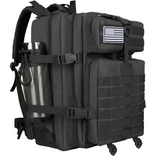 45L Military Tactical Backpack Large Army 3 Day Molle Point Pack Bug Out Bag Rucksack Daypack with Extra D-rings Flag Patch