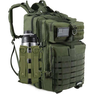 45L Military Tactical Backpack Large Army 3 Day Molle Point Pack Bug Out Bag Rucksack Daypack with Extra D-rings Flag Patch