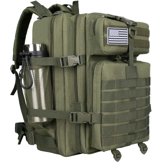 45L Military Tactical Backpack Large Army 3 Day Molle Point Pack Bug Out Bag Rucksack Daypack with Extra D-rings Flag Patch