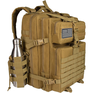 45L Military Tactical Backpack Large Army 3 Day Molle Point Pack Bug Out Bag Rucksack Daypack with Extra D-rings Flag Patch