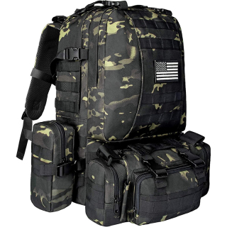 SRS Tactical Backpack Military Army Rucksack 60L Large Assault Pack Detachable Molle Bag