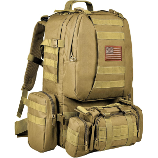SRS Tactical Backpack Military Army Rucksack 60L Large Assault Pack Detachable Molle Bag