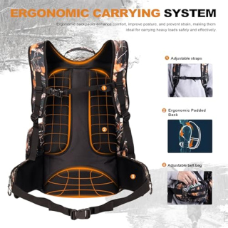 35L Hunting Backpack for Men, Waterproof Camo Hunting Pack with Rain Cover, Durable Large Capacity Hunting Day Pack