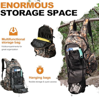 35L Hunting Backpack for Men, Waterproof Camo Hunting Pack with Rain Cover, Durable Large Capacity Hunting Day Pack