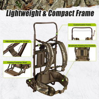Hunting Backpack 5500cu with Frame and Rain Cover for Bow/Rifle/Pistol