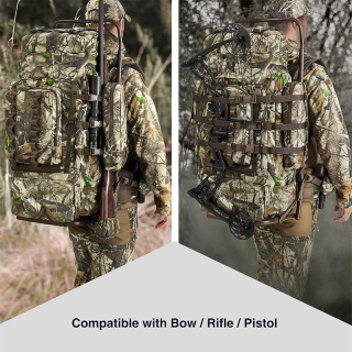 Hunting Backpack 5500cu with Frame and Rain Cover for Bow/Rifle/Pistol