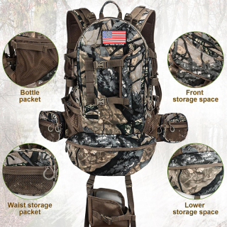 Hunting Backpack, Durable Camo Hunting Packs for Men, Large Capacity Hunting Day Pack for Rifle Bow Gun