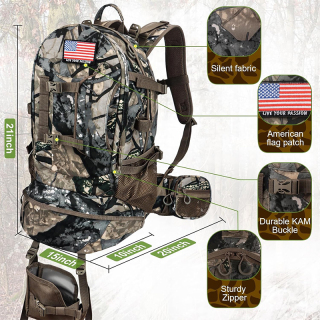 Hunting Backpack, Durable Camo Hunting Packs for Men, Large Capacity Hunting Day Pack for Rifle Bow Gun