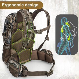 Hunting Backpack, Durable Camo Hunting Packs for Men, Large Capacity Hunting Day Pack for Rifle Bow Gun