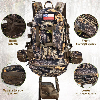Hunting Backpack, Durable Camo Hunting Packs for Men, Large Capacity Hunting Day Pack for Rifle Bow Gun