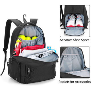 Tennis Bag for Men/Women to Hold 2 Rackets, Tennis Backpack with Separate Shoe Space for Tennis Sport