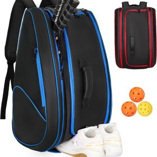 Padel Racket Backpack Large Capacity for Separate Waterproof Shoes Compartment Pickleball Accessories - Include Fence Hook & Thermal Insulated Pockets
