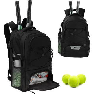 Large Tennis Racket Bag with Ventilated Shoe Compartment Holds 2 Tennis Pickleball Rackets, Tennis Pickleball Balls