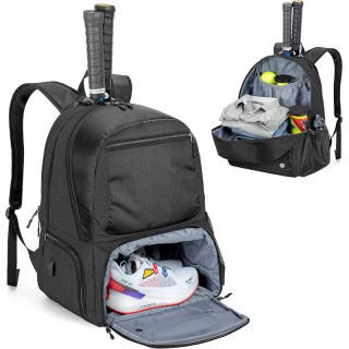 Tennis Bag for Men/Women with Separate Shoe Space Hold A Pair of Shoes Up to US Mens 12and Multi-Pockets for Accessories