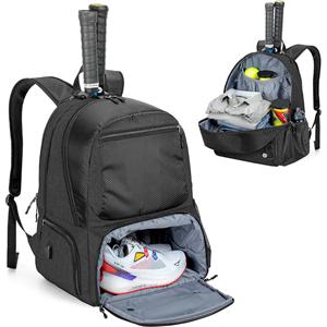 Tennis Bag for Men/Women with Separate Shoe Space Hold A Pair of Shoes Up to US Mens 12and Multi-Pockets for Accessories
