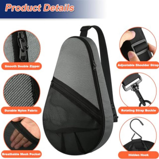 Padel (Paddel Tennis) Equipment Carrying Bag with Mesh Pocket for 2 Paddles Ball Water Bottle & Accessory