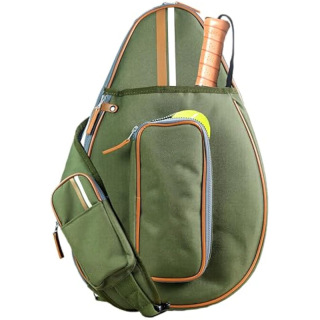 Padel and Pickleball Green Bag for Men and Women - Tennis Padel Sling Bag Backpack - Also for Padel, Racquet ball, Squash & Tennis with fence hook