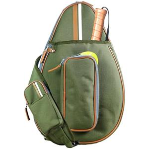 Padel and Pickleball Green Bag for Men and Women - Tennis Padel Sling Bag Backpack - Also for Padel, Racquet ball, Squash & Tennis with fence hook