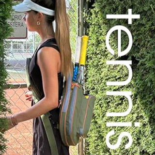 Padel and Pickleball Green Bag for Men and Women - Tennis Padel Sling Bag Backpack - Also for Padel, Racquet ball, Squash & Tennis with fence hook