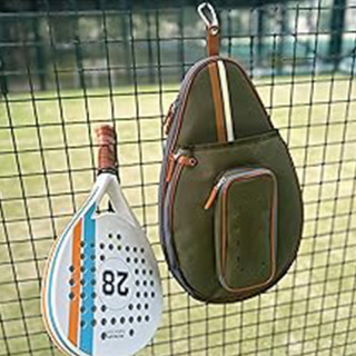 Padel and Pickleball Green Bag for Men and Women - Tennis Padel Sling Bag Backpack - Also for Padel, Racquet ball, Squash & Tennis with fence hook